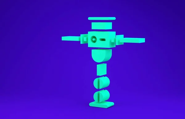 Green Construction jackhammer icon isolated on blue background. Minimalism concept. 3d illustration 3D render — Stock Photo, Image