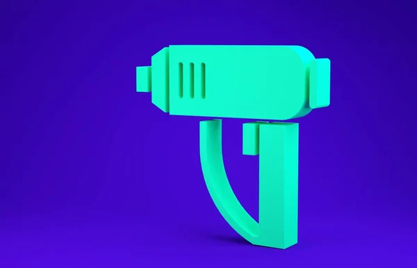 Grüne elektrische Industrietrockner Symbol isoliert auf blauem Hintergrund. Minimalismus-Konzept. 3D Illustration 3D Renderer — Stockfoto