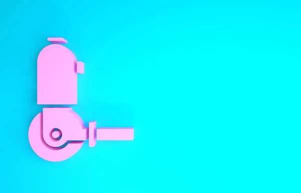 Icono de amoladora de ángulo rosa aislado sobre fondo azul. Concepto minimalista. 3D ilustración 3D render —  Fotos de Stock