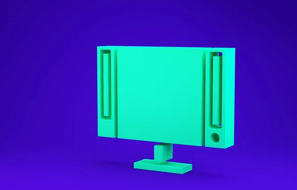 Zelená Smart Tv ikona izolované na modrém pozadí. Televizní značka. Minimalismus. 3D ilustrace 3D vykreslení — Stock fotografie