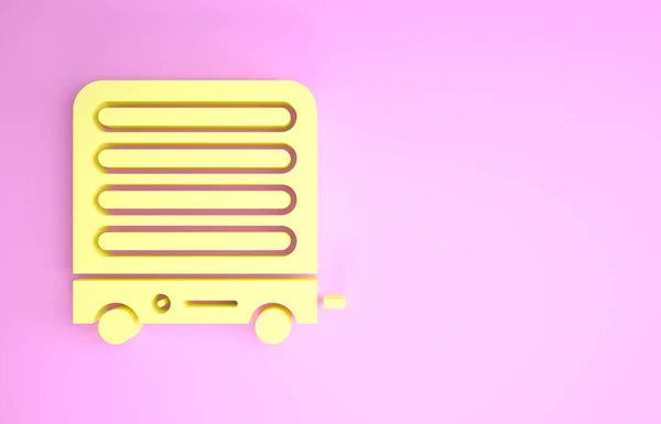 Gelbes Elektroheizungssymbol isoliert auf rosa Hintergrund. Infrarot Fußbodenheizung mit Fernbedienung. Hausklimatisierung. Minimalismus-Konzept. 3D Illustration 3D Renderer — Stockfoto