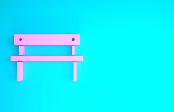 Pinkfarbenes Banksymbol auf blauem Hintergrund. Minimalismus-Konzept. 3D Illustration 3D Renderer — Stockfoto