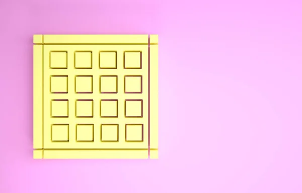黄色ピンクの背景に隔離された確認されたナプキンのアイコン。最小限の概念。3Dイラスト3Dレンダリング — ストック写真