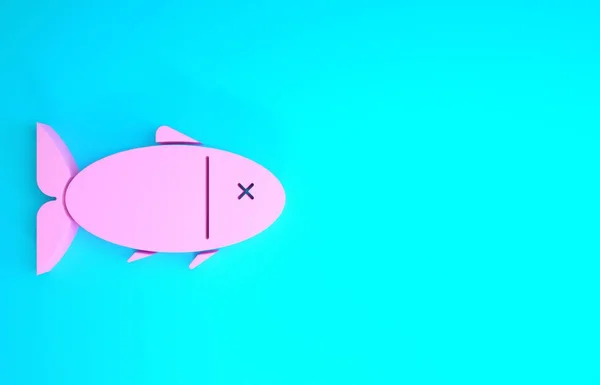 Pink Fish icoon geïsoleerd op blauwe achtergrond. Minimalisme concept. 3d illustratie 3D renderen — Stockfoto