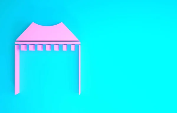 Rosa Camping tält ikon isolerad på blå bakgrund. Karnevalstält. Nöjespark. Minimalistiskt koncept. 3D-illustration 3D-återgivning — Stockfoto