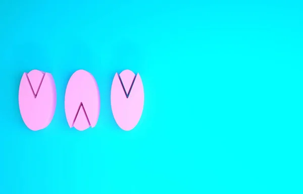 Ícone de nozes de pistache rosa isolado no fundo azul. Conceito de minimalismo. 3D ilustração 3D render — Fotografia de Stock