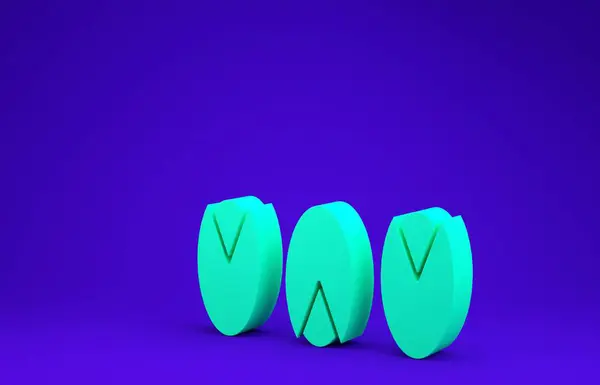 Icono de nueces de pistacho verde aislado sobre fondo azul. Concepto minimalista. 3D ilustración 3D render —  Fotos de Stock