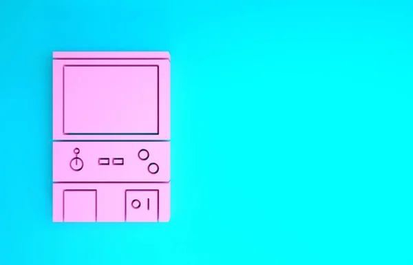 Pink Retro arcade spel machine pictogram geïsoleerd op blauwe achtergrond. Minimalisme concept. 3d illustratie 3d renderen — Stockfoto