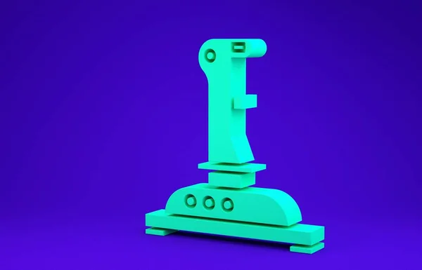 Zöld Joystick arcade gép ikon elszigetelt kék háttérrel. Joystick gamepad. Minimalizmus koncepció. 3d illusztráció 3D render — Stock Fotó