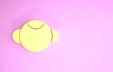 Sarı maymun burç simgesi pembe arka planda izole edilmiş. Astrolojik yıldız falı koleksiyonu. Minimalizm kavramı. 3d illüstrasyon 3d canlandırma