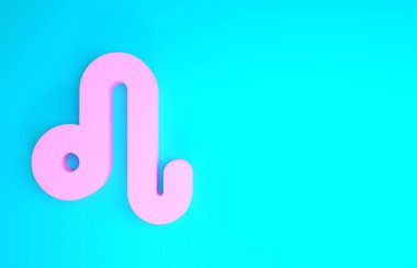 Pembe Leo burç simgesi mavi arka planda izole edilmiş. Astrolojik yıldız falı koleksiyonu. Minimalizm kavramı. 3d illüstrasyon 3d canlandırma