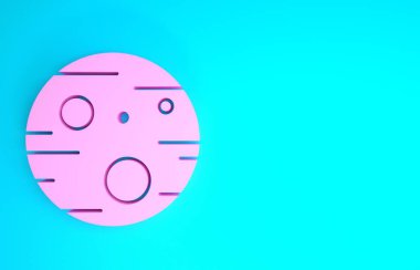 Pembe Gezegen Mars simgesi mavi arkaplanda izole edilmiş. Minimalizm kavramı. 3d illüstrasyon 3d canlandırma