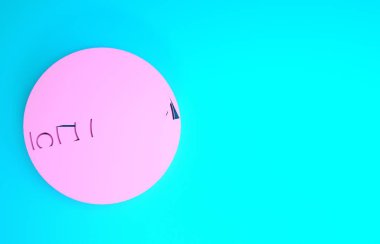 Mavi arka planda zodyak ikonu olan pembe bir yıldız falı dairesi. Minimalizm kavramı. 3d illüstrasyon 3d canlandırma