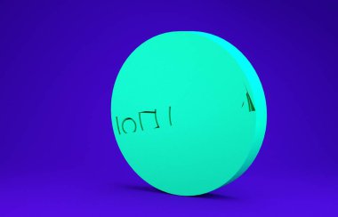 Yeşil Astroloji burç çemberi ve mavi arka planda izole edilmiş burç ikonu. Minimalizm kavramı. 3d illüstrasyon 3d canlandırma