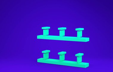 Mavi arkaplanda yeşil otomatik sulama ikonu izole edildi. Su ekipmanları. Bahçe elemanı. Sprey tabanca ikonu. Minimalizm kavramı. 3d illüstrasyon 3B canlandırma