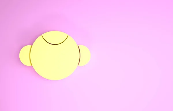Signo zodiacal de Mono Amarillo aislado sobre fondo rosa. Colección de horóscopos astrológicos. Concepto minimalista. 3D ilustración 3D render —  Fotos de Stock