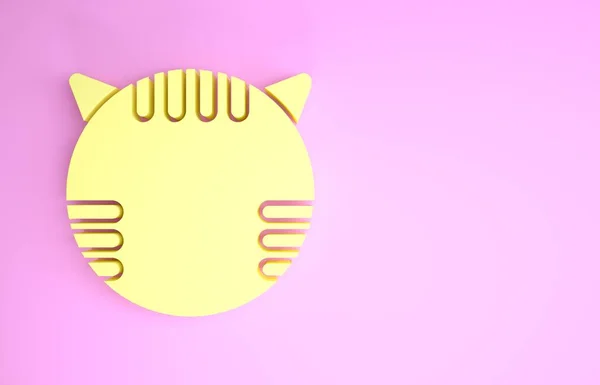 Ícone de signo do zodíaco tigre amarelo isolado no fundo rosa. Coleção de horóscopo astrológico. Conceito de minimalismo. 3D ilustração 3D render — Fotografia de Stock