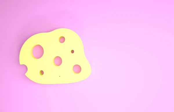 Icono de asteroide amarillo aislado sobre fondo rosa. Concepto minimalista. 3D ilustración 3D render —  Fotos de Stock