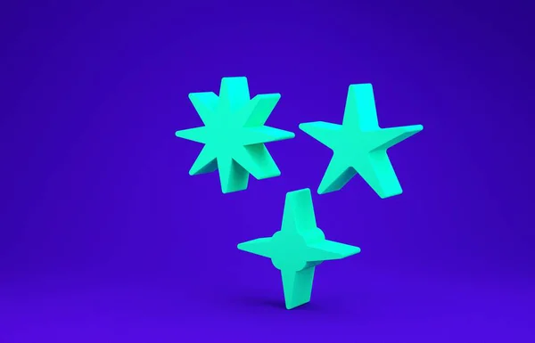 Grön fallande stjärna ikon isolerad på blå bakgrund. Meteoroid, meteorit, komet, asteroid, stjärnsymbol. Minimalistiskt koncept. 3D-illustration 3D-återgivning — Stockfoto