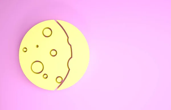 Yellow Eclipse of the sun icon isolated on pink background. Total sonar eclipse. Minimalism concept. 3d illustration 3D render — Stock Photo, Image