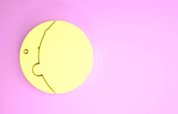 Eclipse amarillo del icono del sol aislado sobre fondo rosa. Eclipse total de sonar. Concepto minimalista. 3D ilustración 3D render —  Fotos de Stock