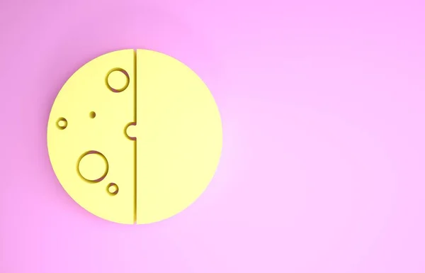 Eclipse amarelo do ícone do sol isolado no fundo rosa. Eclipse total do sonar. Conceito de minimalismo. 3D ilustração 3D render — Fotografia de Stock