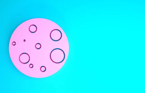 Ikona růžového měsíce izolovaná na modrém pozadí. Minimalismus. 3D ilustrace 3D vykreslení — Stock fotografie