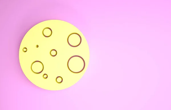 노란 달 모양의 아이콘 이 핑크 색 배경에서 분리되었습니다. 최소성 개념. 3D 일러스트 3D 렌더링 — 스톡 사진