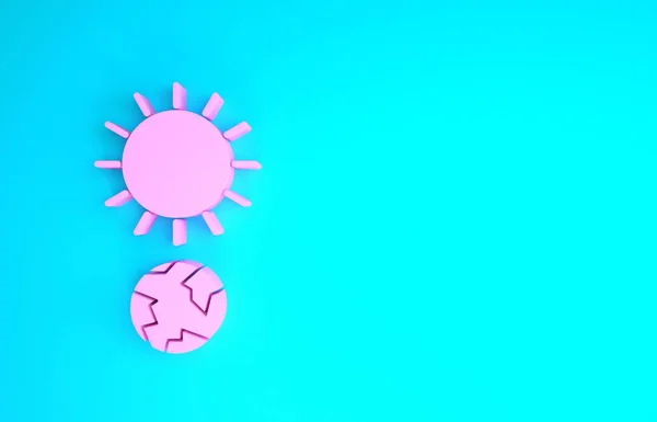 Иконка Pink Solstice выделена на синем фоне. Концепция минимализма. 3D-рендеринг — стоковое фото