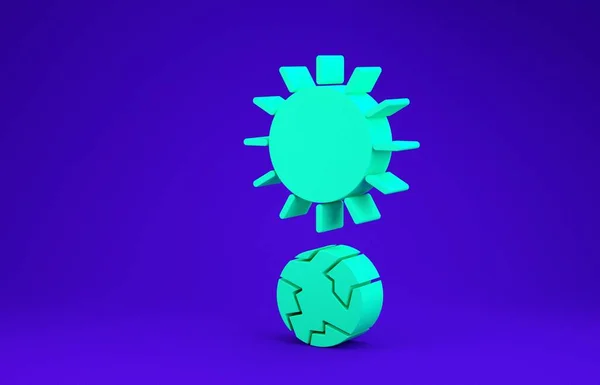 Значок "Зеленое солнцестояние" выделен на синем фоне. Концепция минимализма. 3D-рендеринг — стоковое фото
