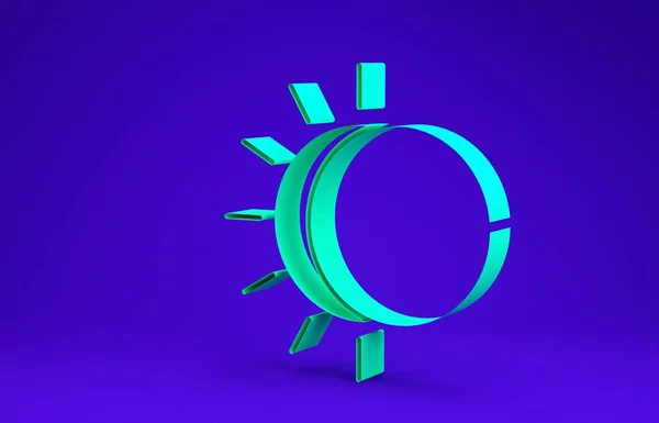 Groene Eclips van de zon pictogram geïsoleerd op blauwe achtergrond. Een totale sonar verduistering. Minimalisme concept. 3d illustratie 3D renderen — Stockfoto
