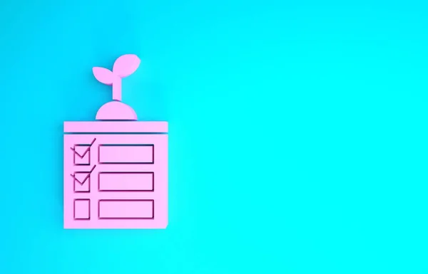 Pink Smart farming technology - timer farm automation system in app icon isolated on blue background. Minimalism concept. 3d illustration 3D render