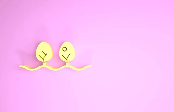 Icona pianta gialla isolata su sfondo rosa. Concetto minimalista. Illustrazione 3d rendering 3D — Foto Stock
