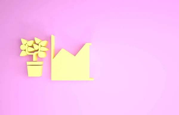노란색 꽃의 통계 아이콘은 핑크 배경에서 분리되었습니다. 최소성 개념. 3D 일러스트 3D 렌더링 — 스톡 사진