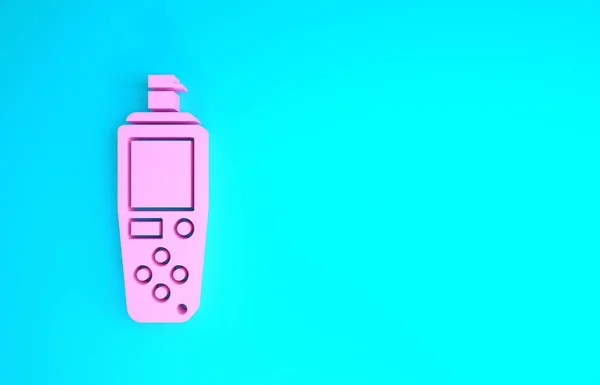 Ícone de sensor portátil rosa isolado no fundo azul. Conceito de minimalismo. 3D ilustração 3D render — Fotografia de Stock