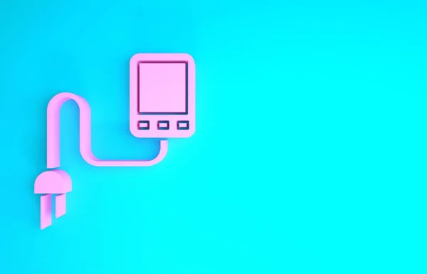 Icono del sensor rosa aislado sobre fondo azul. Concepto minimalista. 3D ilustración 3D render — Foto de Stock