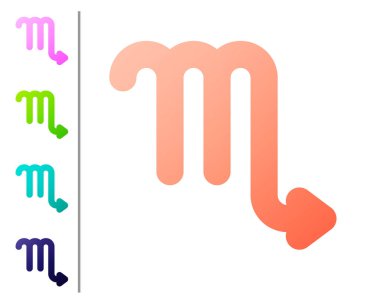 Coral Scorpio burç simgesi beyaz arka planda izole edildi. Astrolojik yıldız falı koleksiyonu. Renk simgelerini ayarla. Vektör İllüstrasyonu