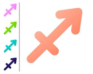 Mercan yay burcu simgesi beyaz arka planda izole edilmiş. Astrolojik yıldız falı koleksiyonu. Renk simgelerini ayarla. Vektör İllüstrasyonu