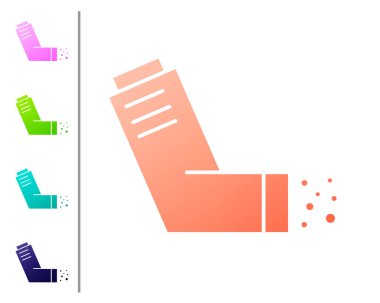 Mercan astım ikonu beyaz arkaplanda izole edildi. Öksürük şurubu, solunum, alerjik hasta. Tıbbi alerji astım spreyi. Renk simgelerini ayarla. Vektör İllüstrasyonu
