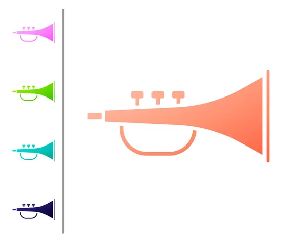 Coral Musical instrument trumpet icon isolated on white background. Set color icons. Vector Illustration — Stock Vector