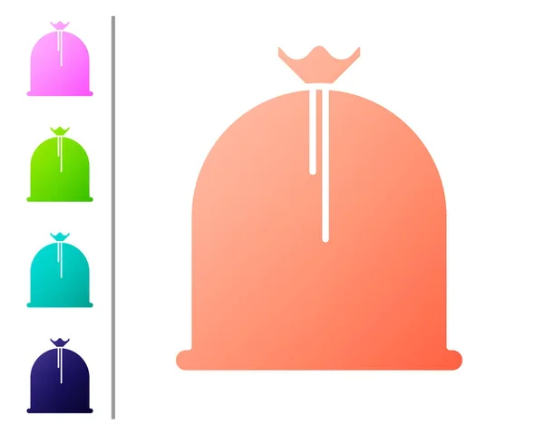Coral Icono de saco pirata aislado sobre fondo blanco. Establecer iconos de color. Ilustración vectorial — Vector de stock