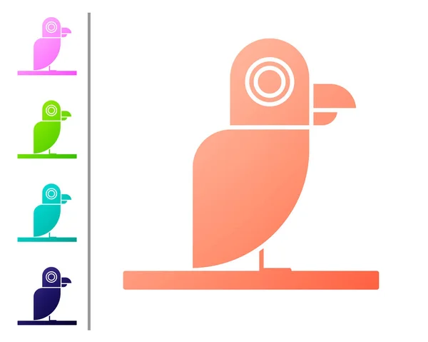 Икона пиратского кораллового попугая выделена на белом фоне. Задайте цвет. Векторная миграция — стоковый вектор