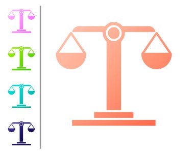 Mercan Terazi burç simgesi beyaz arkaplanda izole edilmiş. Astrolojik yıldız falı koleksiyonu. Renk simgelerini ayarla. Vektör İllüstrasyonu