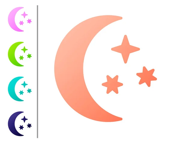 Luna de coral y estrellas icono aislado sobre fondo blanco. Establecer iconos de color. Ilustración vectorial — Archivo Imágenes Vectoriales