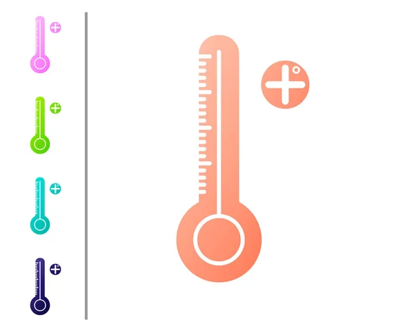 Coral Termômetro digital médico para ícone de exame médico isolado em fundo branco. Definir ícones de cor. Ilustração vetorial —  Vetores de Stock