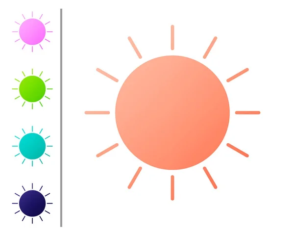 Коралові значок сонця ізольований на білому тлі. Встановити значки кольору. Векторна ілюстрація — стоковий вектор