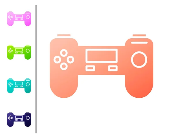 Иконка Coral Gamepad выделена на белом фоне. Игровой контроллер. Задайте цвет. Векторная миграция — стоковый вектор