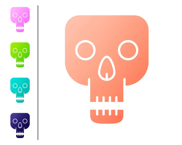 Ikona Coral Skull izolované na bílém pozadí. Šťastný Halloweenský večírek. Nastavit ikony barev. Vektorová ilustrace — Stockový vektor
