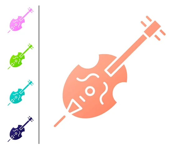 Koralle Geige Symbol isoliert auf weißem Hintergrund. Musikinstrument. Farbsymbole setzen. Vektorillustration — Stockvektor
