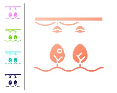 Ampul ve bitki sembolü olan Coral Smart çiftliği beyaz arka planda izole edilmiş. Renk simgelerini ayarla. Vektör İllüstrasyonu